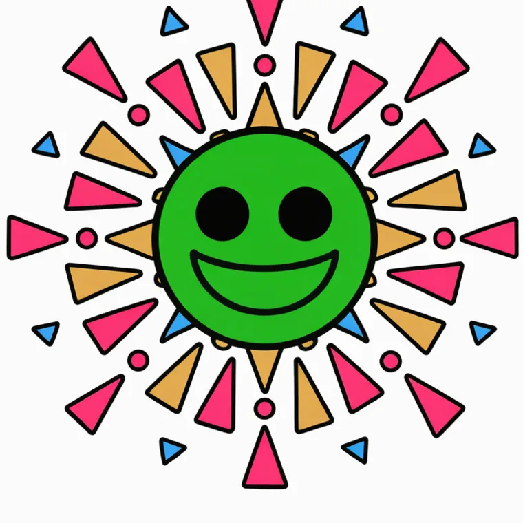 Confetti mid-burst, grinning, paper bits flying outward